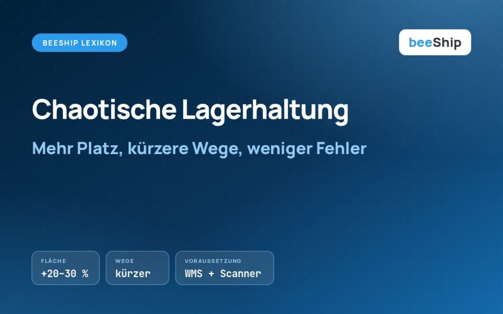 Chaotische Lagerhaltung: Regal mit frei vergebenen Lagerplätzen und Barcodes