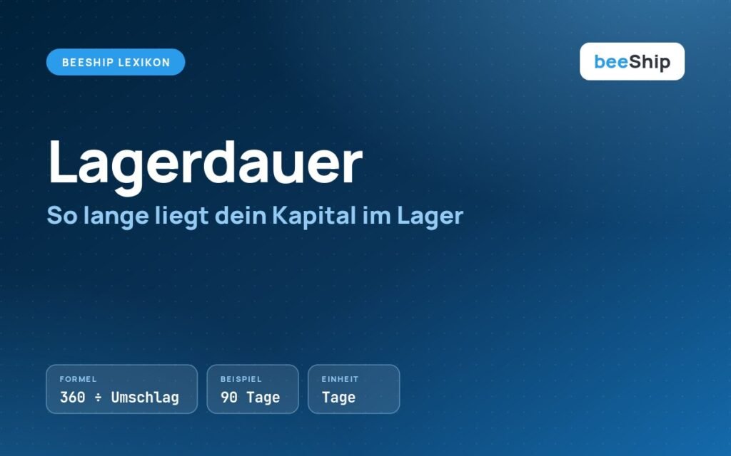 Titelbild zur Kennzahl durchschnittliche Lagerdauer mit Formel 360 geteilt durch Lagerumschlag und Beispielwert 90 Tage